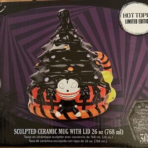 Hot Topic Black and Orange Ceramic Mug with Lid